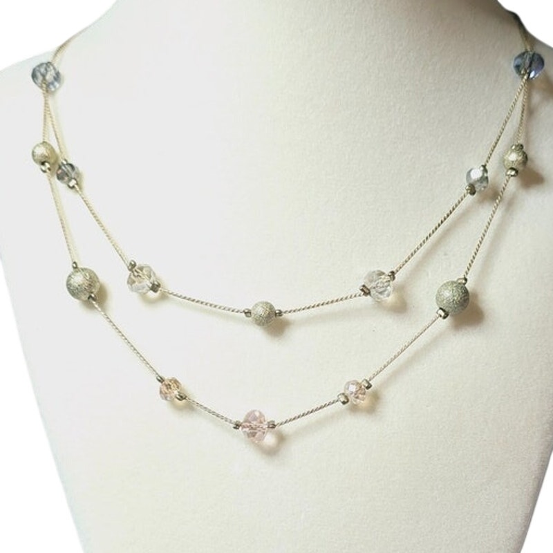 Ann Taylor Loft Layered Beaded Necklace - Delicate Modern Romantic